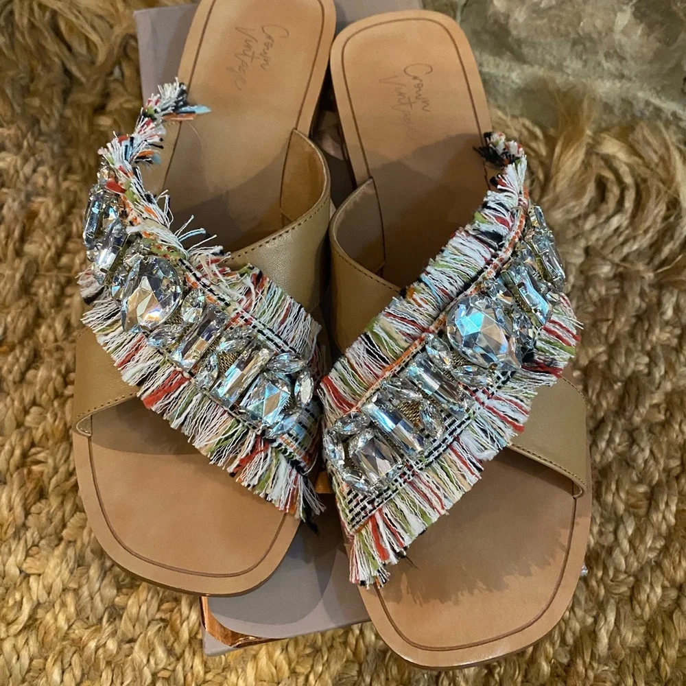 Crown Vintage Tan Embellished Sandals - Picture 3 of 4